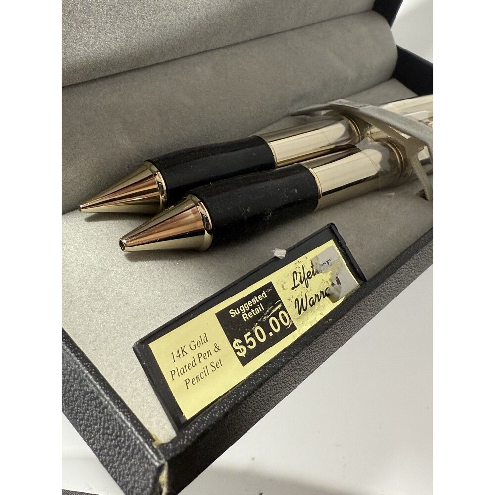 Pierre Cardin 14K Gold Plated Pen and Pencil Set Rubber Grip New Beautiful - Picture 4 of 11